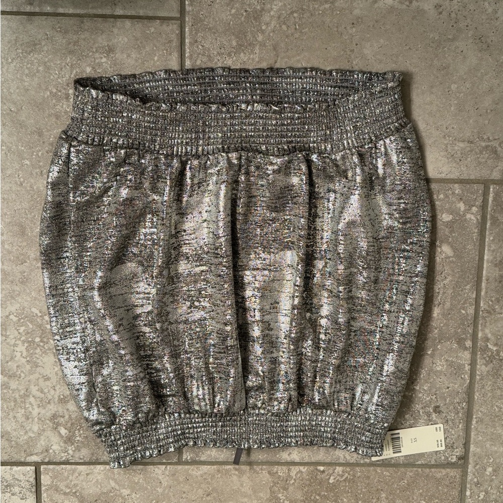 Anthropologie MAIAH SHIMMER TUBE TOP Silver Party Blouse XS - Picture 6 of 9
